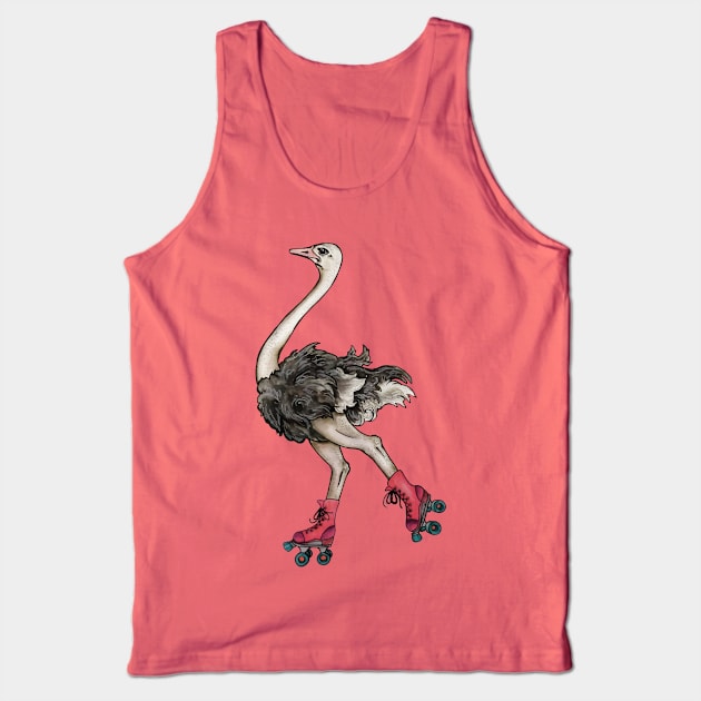 Ostrich on Roller Skates Tank Top by artfulfreddy